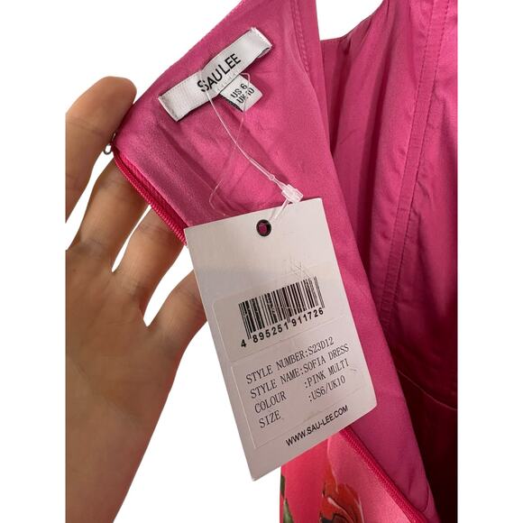 Sau Lee Sofia Maxi Dress Satin Floral Rose Sweetheart Party Prom Formal Sz 6 - Picture 7 of 10